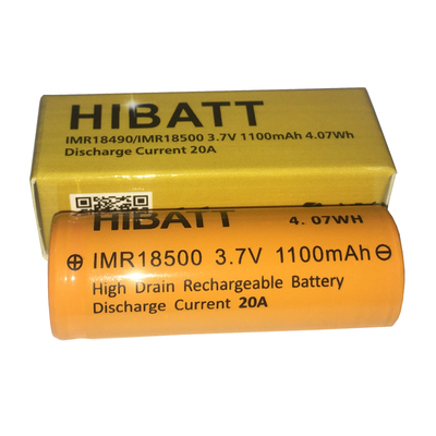 18500 1100mAh 3.7Vリチウム電池 20A