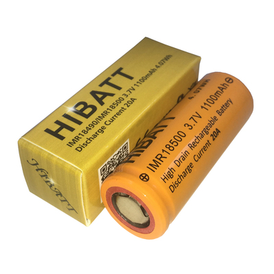 HIBATT IMR18500 1100mAh 3.7V 20A Batería de Litio